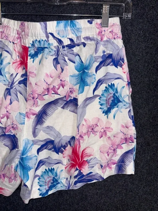 Tommy Bahama White Floral 100% Linen Shorts with Pink Blue and Red Flowers Med - Picture 6 of 7